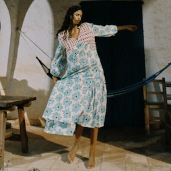 Gimaguas Womens Parati Floral Panal Printed Cotton Midi Dress Beach Cover New - Picture 3 of 16